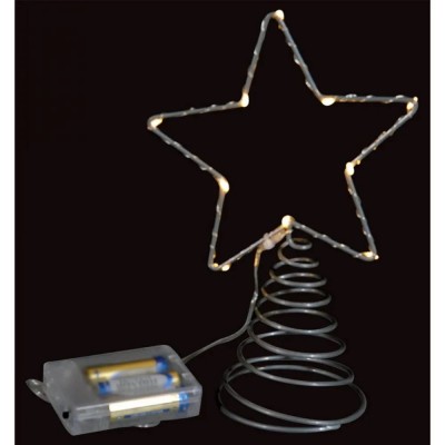 Led Battery  Christmas Tree Top Star Illuminated  With Warm Lighting 23cm