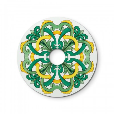 Mini Ellepi 'Maioliche' Μεταλλικό Πιάτο για κρεμαστό φωτιστικό, Διάμετρος 24 cm, Made in Italy Green - Majolica Κίτρινο-Πράσινο