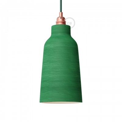 Κεραμικό καπέλο Μπουκάλι για κρεμαστό φωτιστικό, συλλογή Materia, Made in Italy White - Πράσινο Evergreen - Λευκό