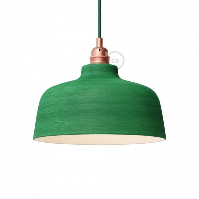 Κεραμικό καπέλο Κύπελλο για κρεμαστό φωτιστικό, συλλογή Materia, Made in Italy White - Πράσινο Evergreen - Λευκό