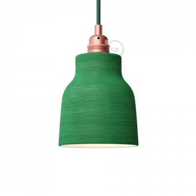 Κεραμικό καπέλο Βάζο για κρεμαστό φωτιστικό, συλλογή Materia, Made in Italy White - Πράσινο Evergreen - Λευκό