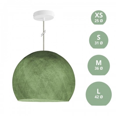 Κρεμαστό Φωτιστικό με Καπέλο Dome από νήμα Πράσινο Ελιάς Ø 35 cm
