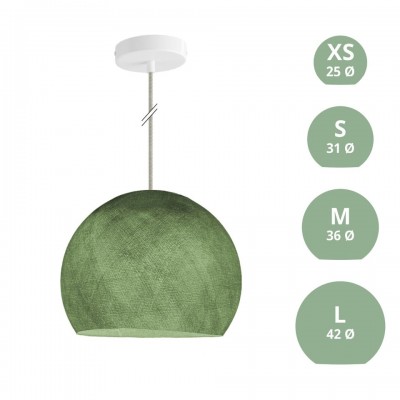 Κρεμαστό Φωτιστικό με Καπέλο Dome από νήμα Πράσινο Ελιάς Ø 31 cm