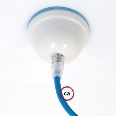 Ροζέτα Φωτιστικού Κεραμική Μικρή 7,5cm Light Blue - Λευκό - Γαλάζιο