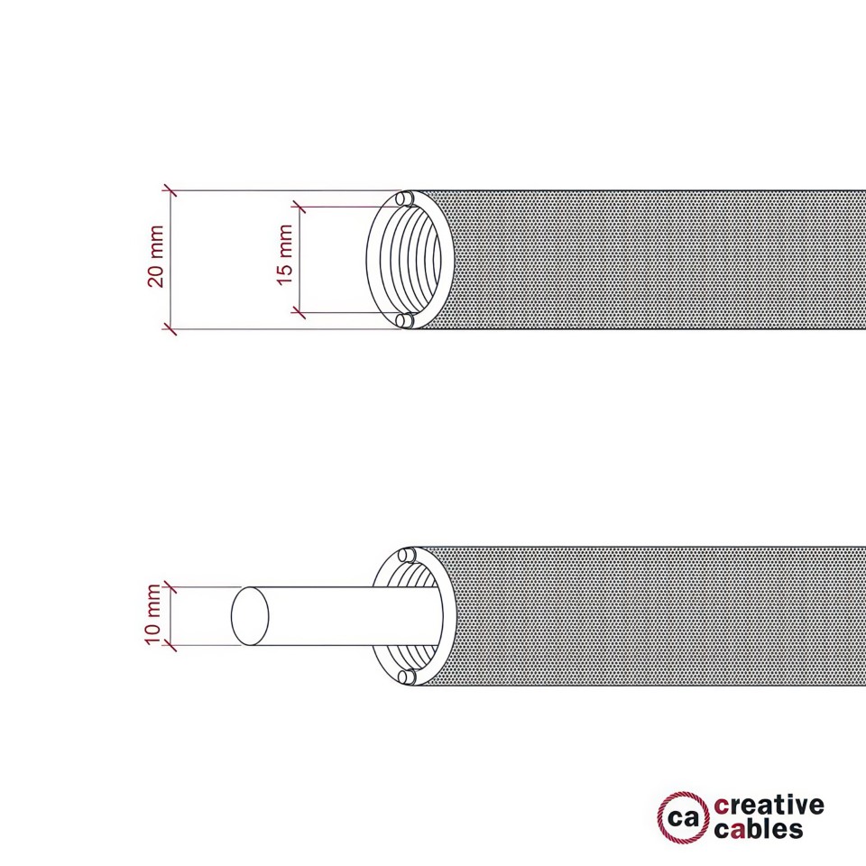 Creative-Tube Σωλήνας εύκαμπτος, κόκκινο υφασμάτινο κάλυμμα RM09, διάμετρος 20 mm για καλώδιο