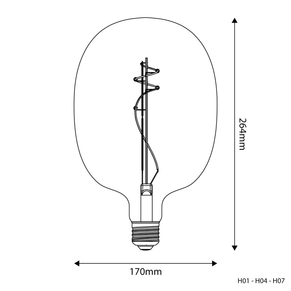 LED Filament Λαμπτήρας H01 Ellipse 170 Διαφανής 10W E27 Dimmable 2700K