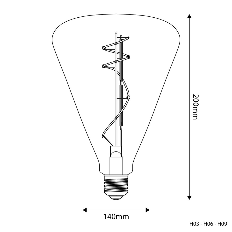 LED Λαμπτήρας H09 Cone 140 Φυμέ 10W E27 Dimmable 1800K