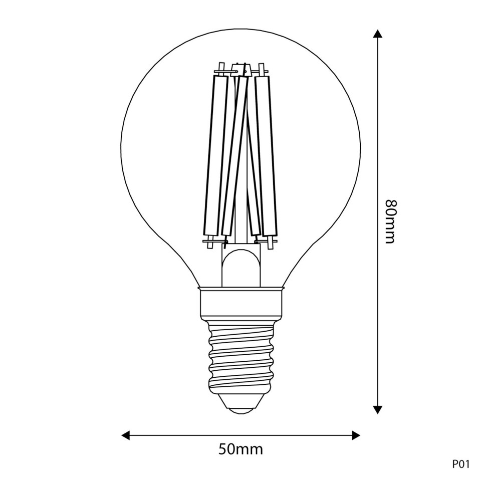LED Filament Λαμπτήρας E14 CRI 95 Γλόμπος G50 5,9W 2700K Dimmable - P01