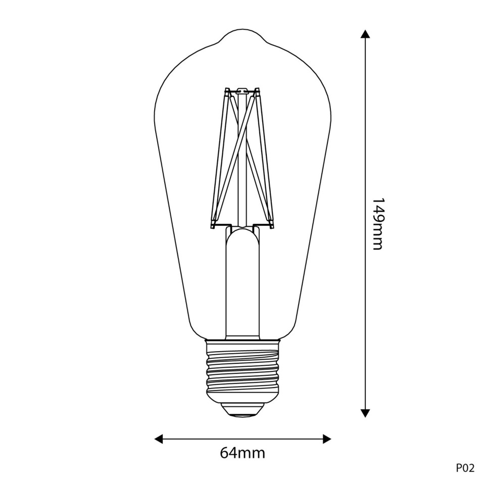 LED Filament Λαμπτήρας E27 CRI 95 Αχλάδι ST64 7W 2700K Dimmable - P02