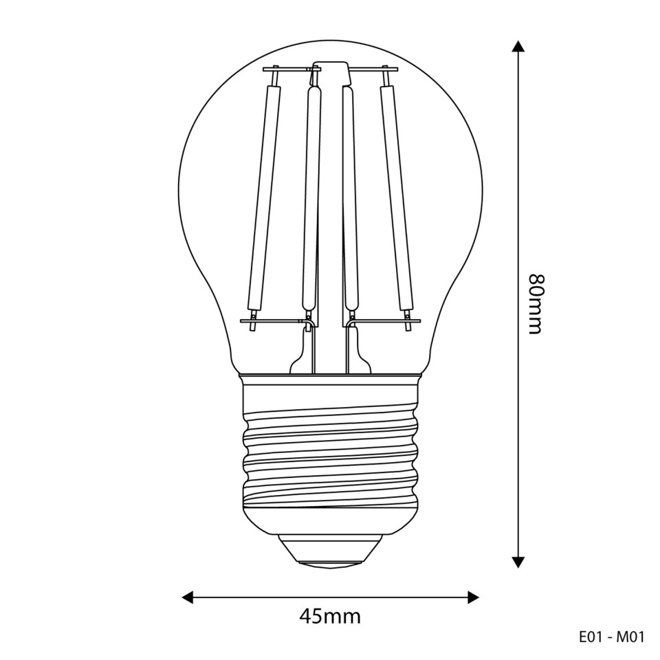 LED Filament Λαμπτήρας E01 Mini Γλόμπος G45 Διαφανής 4W 470Lm E27 2700K