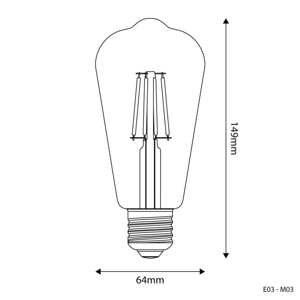 LED Filament Λαμπτήρας E03 Αχλάδι ST64 Διαφανής 4W 470Lm E27 2700K