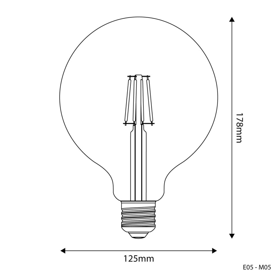 LED Filament Λαμπτήρας E05 Γλόμπος G125 Διαφανής 4W 470Lm E27 2700K