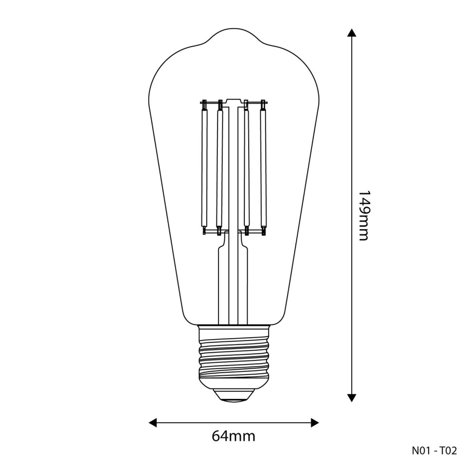 LED Λαμπτήρας T02 Αχλάδι ST64 Διαφανής 7W 806Lm E27 2700K Dimmable