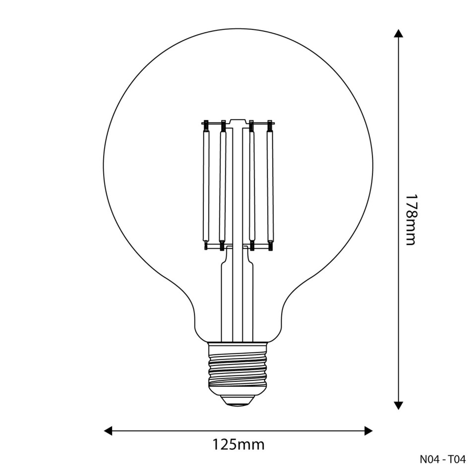 LED Filament Λαμπτήρας T04 Γλόμπος G125 Διαφανής 7W 806Lm E27 2700K Dimmable
