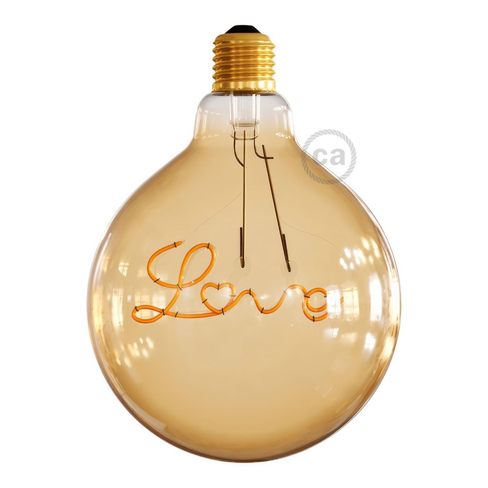 Λαμπτήρας LED για κρεμαστό φωτιστικό - Γλόμπος G125 Filament "Love" Μελί Γυαλί - 5W E27 Διακοσμητικός Vintage 2000K