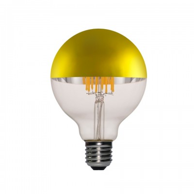 LED Filament Λαμπτήρας Γλόμπος G95 Μισός Καθρέπτης Χρυσό 7W E27 2700K Dimmable