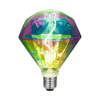 LED Λαμπτήρας Διαμάντι Πολύχρωμος Filament 3W E27 Dimmable 1700K