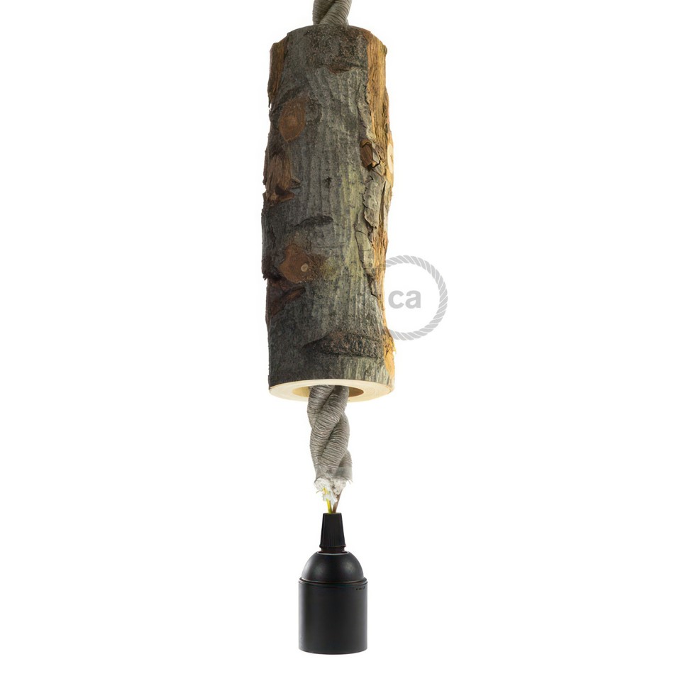 Ντουί Ξύλινο E27 Κορμός "Bark" ύψος 22cm Bark ξύλινο