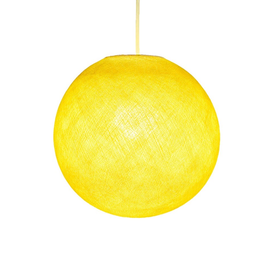 Καπέλο για φωτιστικό Σφαίρα Globe από νήμα πολυεστέρα 100% χειροποίητο Κίτρινο Ø 25 cm