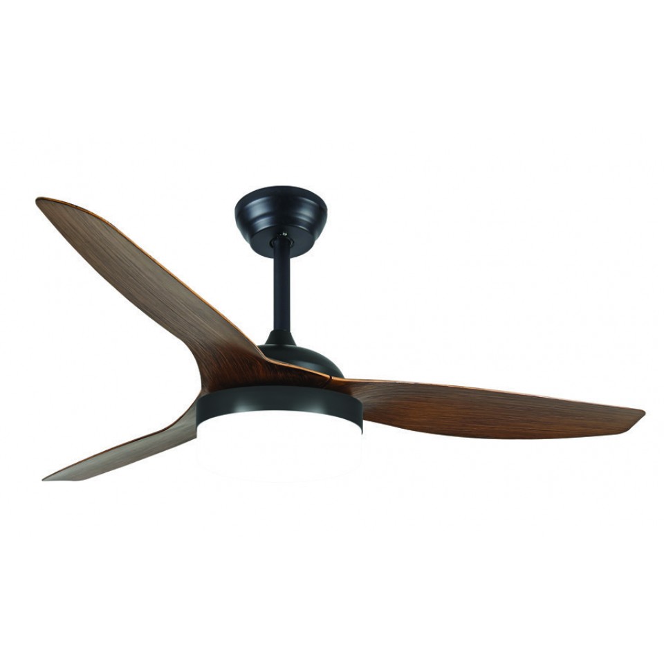 LED Ceiling Fan  Ponente Ø132cm 3000K/4000K/6000K/CCT 18W Remote Controlled Black with Cherry Wood