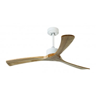 Ceiling Fan Meino Ø132cm Remote Controlled White with Natural Wood Blades