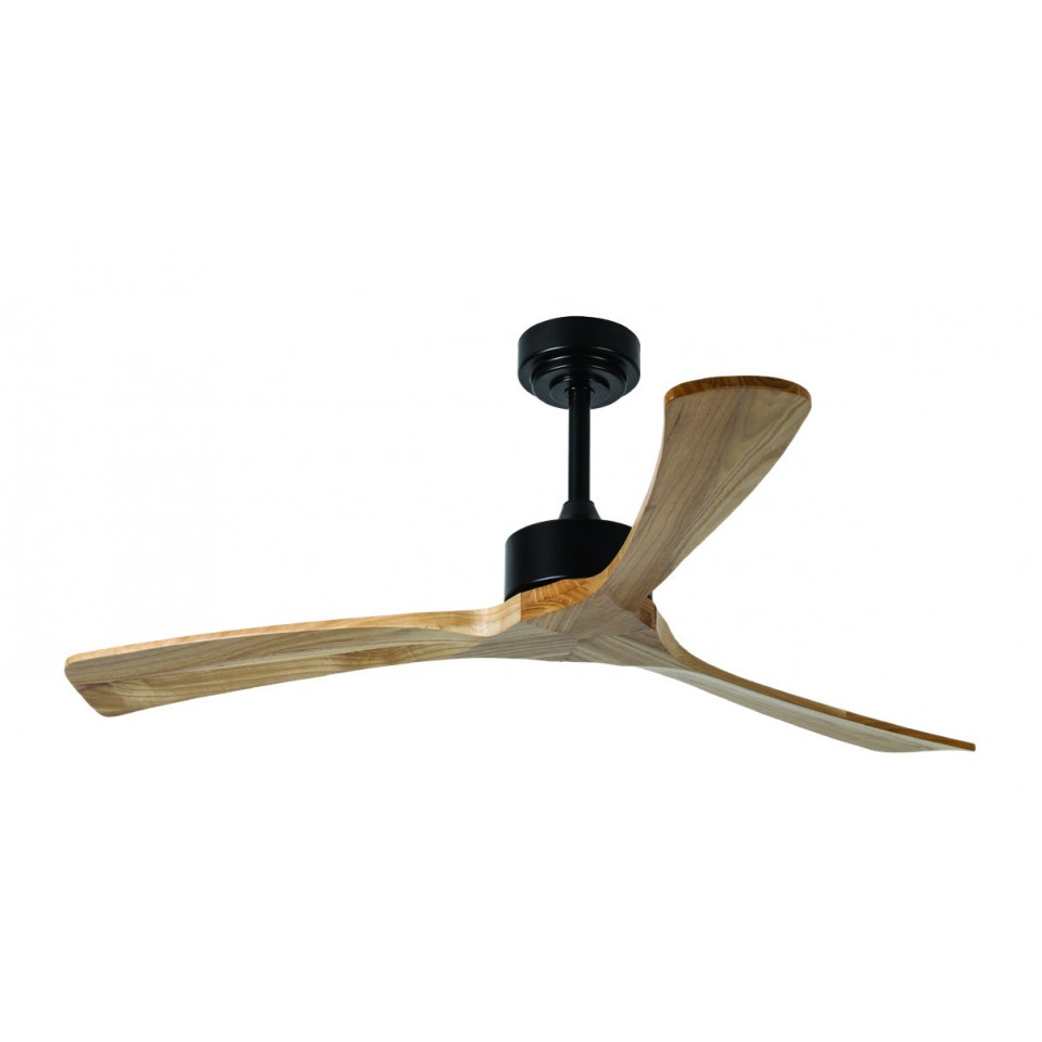 Ceiling Fan Meino Ø132cm Remote Controlled Black with Natural Wood Blades