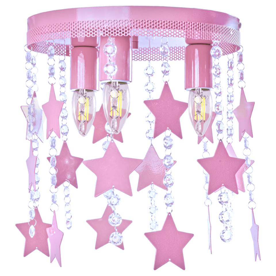 Παιδικό Φωτιστικό Οροφής Elza 3-φωτο Ροζ με Αστέρια
