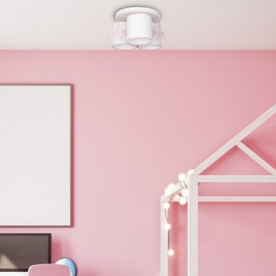 Ceiling Lamp Uni with Unicorns Triple Socket White Pink
