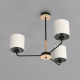 Multi-Light Pendant Lamp Atlanta with shade 3xE27 Ø70cm Black Natural Wood Color