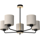 Multi-Light Pendant Lamp Atlanta with shade 5xE27 Ø70cm Black Natural Wood Color