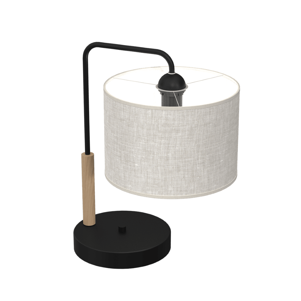 Table Lamp Atlanta with shade Black Natural Wood Color