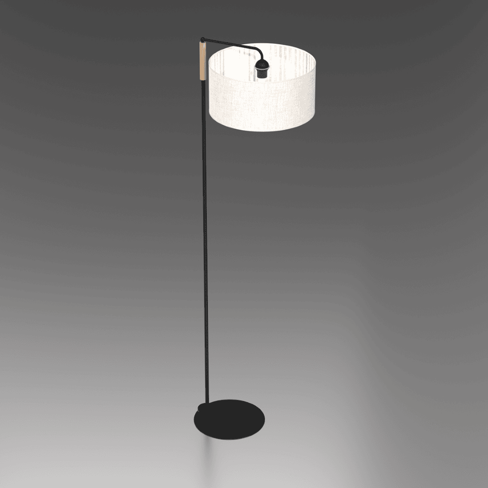 Floor Lamp Atlanta with shade 150cm Black Natural Wood Color