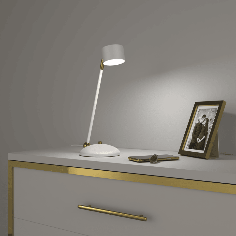 Table Lamp Arena with shade White Gold