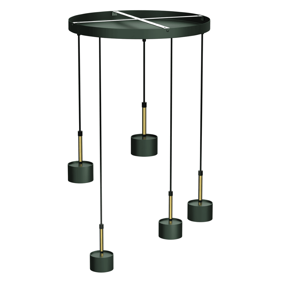 Multi-Light Pendant Lamp Arena with shade 5xGX53 Ø44cm Green Gold