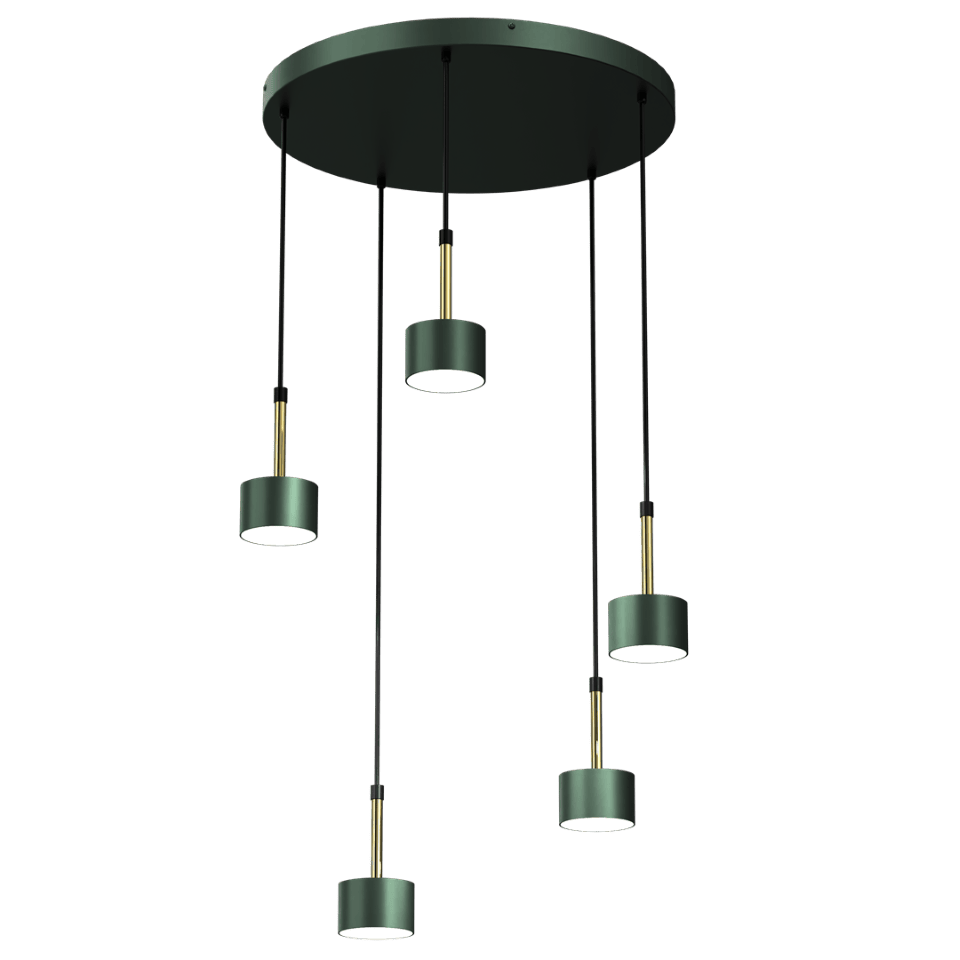 Multi-Light Pendant Lamp Arena with shade 5xGX53 Ø44cm Green Gold