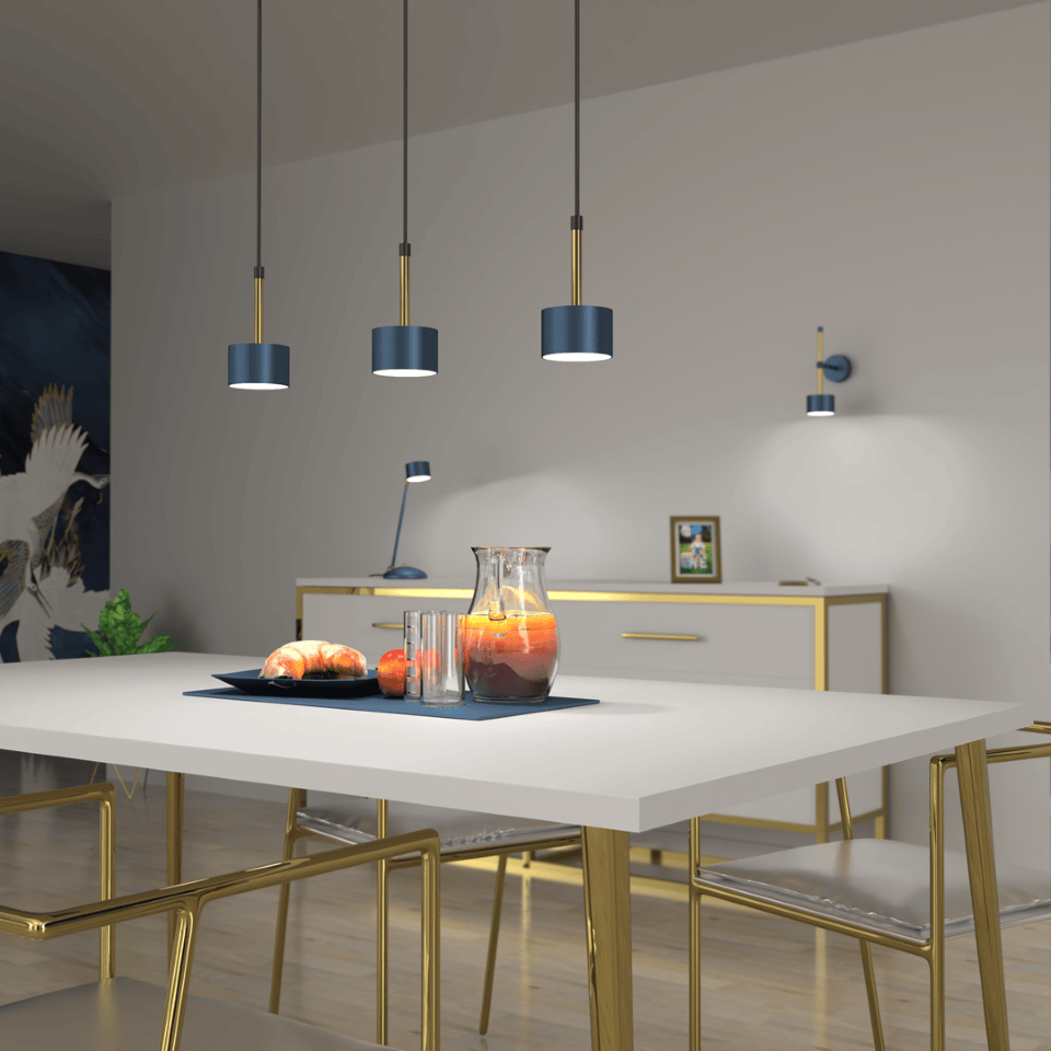 Multi-Light Pendant Lamp Arena with shade 3xGX53 Blue Gold