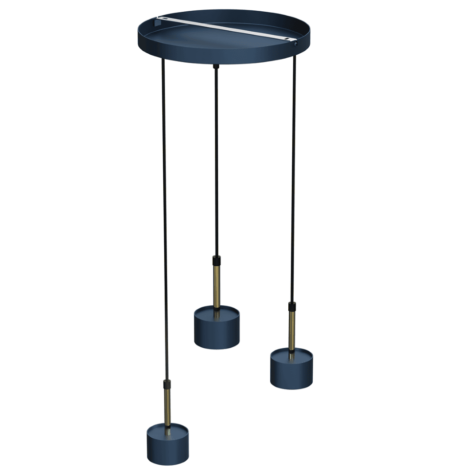 Multi-Light Pendant Lamp Arena with shade 3xGX53 Ø30cm Blue Gold
