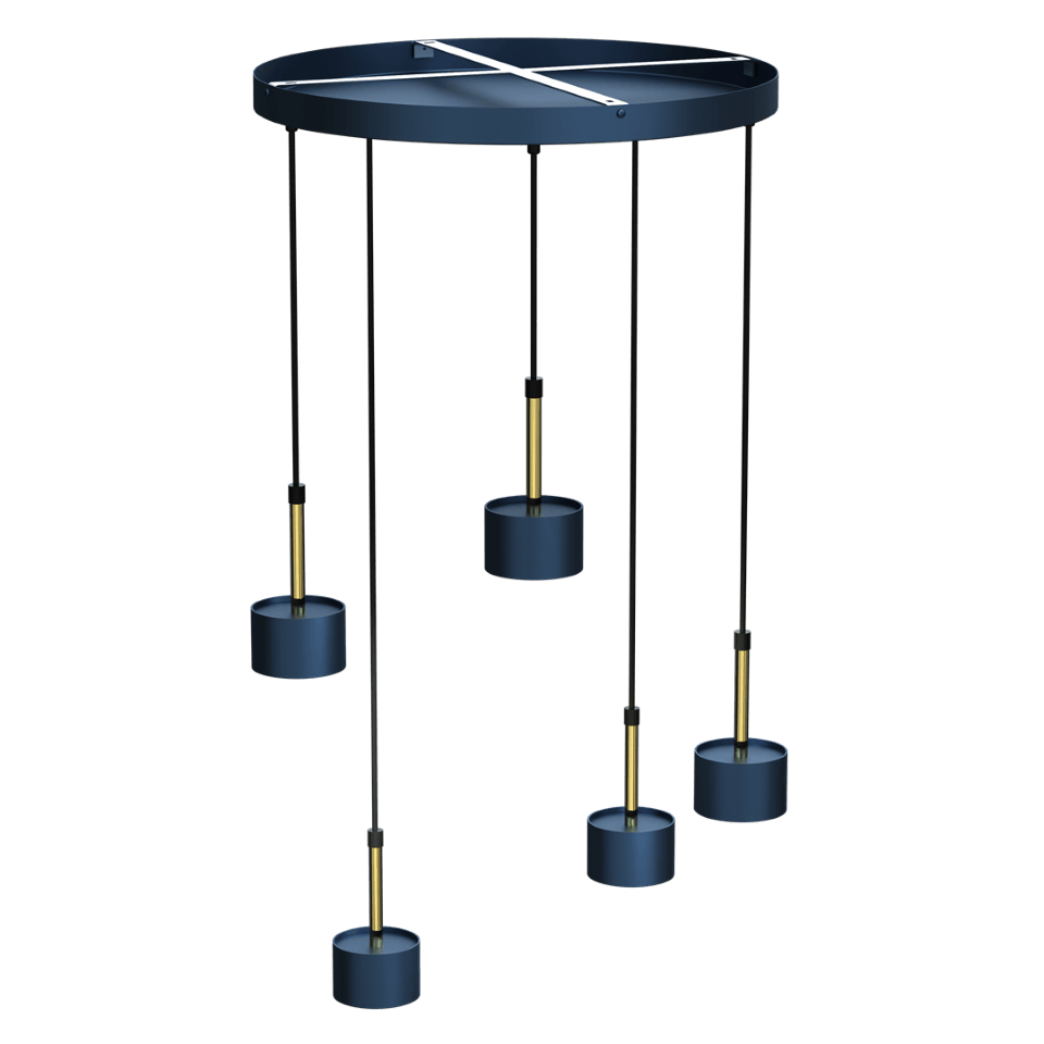 Multi-Light Pendant Lamp Arena with shade 5xGX53 Ø44cm Blue Gold