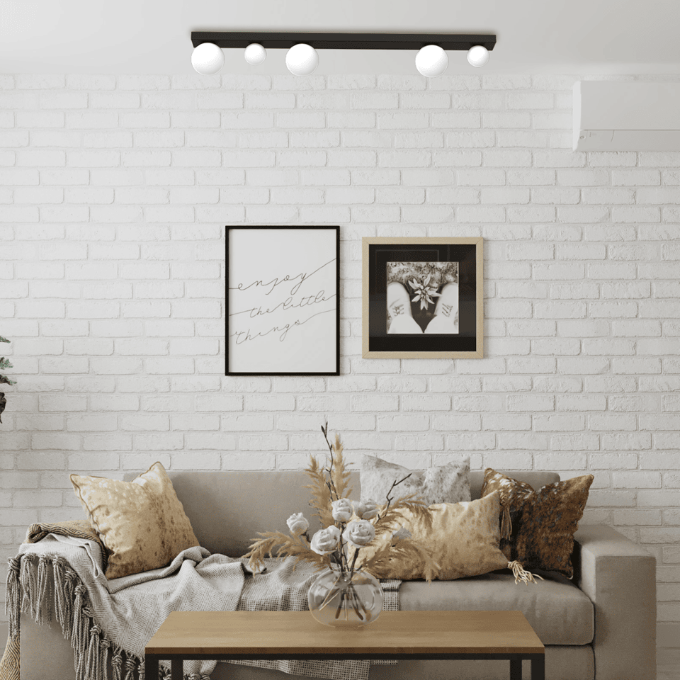Multi-Light Ceiling Lamp Bibione 110cm Black White