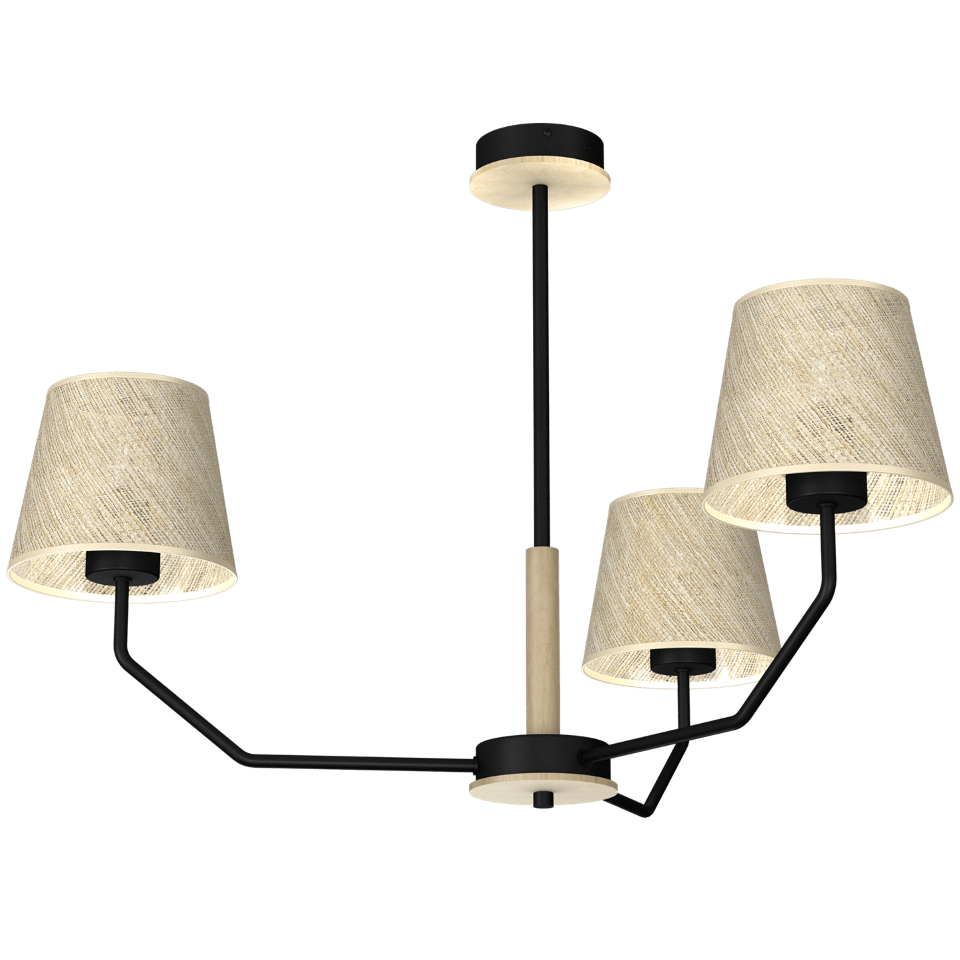 Multi-Light Pendant Lamp Etna with shade 3xE27 Ø65cm Black