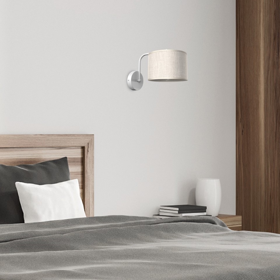 Wall Lamp Lino Biel with shade White Linen