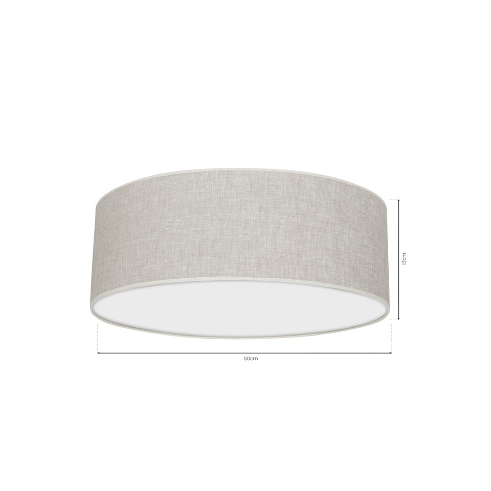 Φωτιστικό Οροφής Lino Biel με καπέλο Ø50cm Λευκό με Λινό