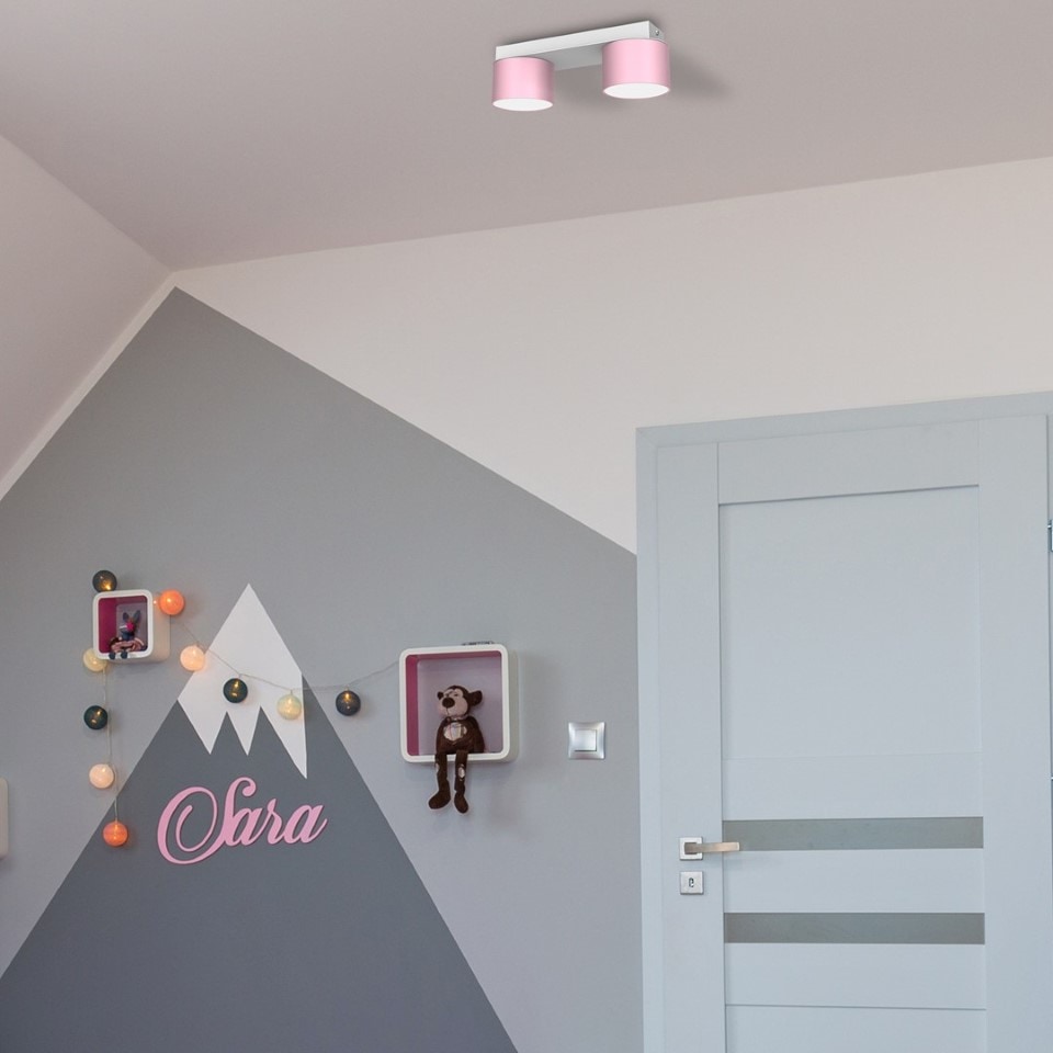 Childrens Multi-Light Ceiling Lamp Dixie with shade 24cm Pink White