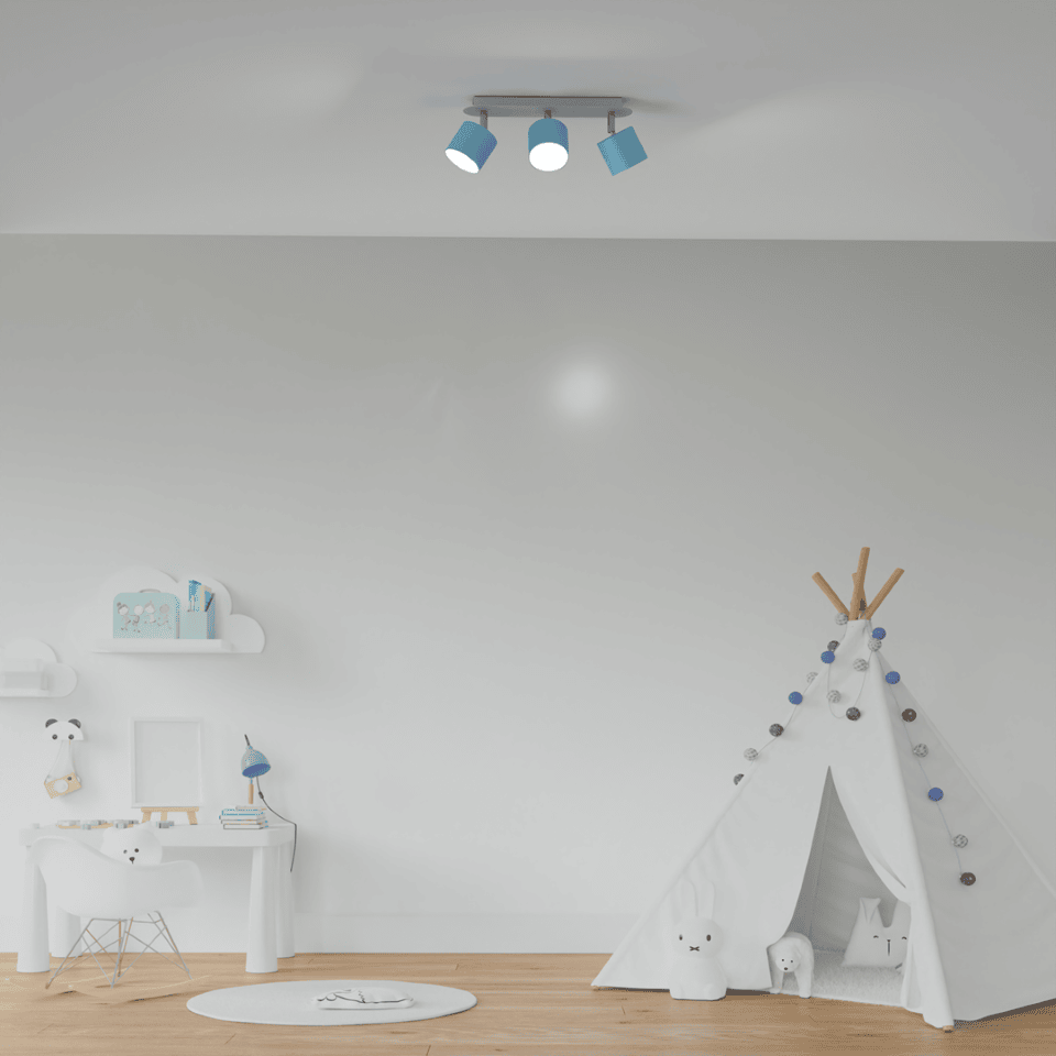 Childrens Multi-Light Ceiling Lamp Dixie Adjustable with shade 34cm Blue White