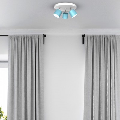 Children's Multi-Light Ceiling Lamp Dixie Adjustable with shade Ø29cm Blue White