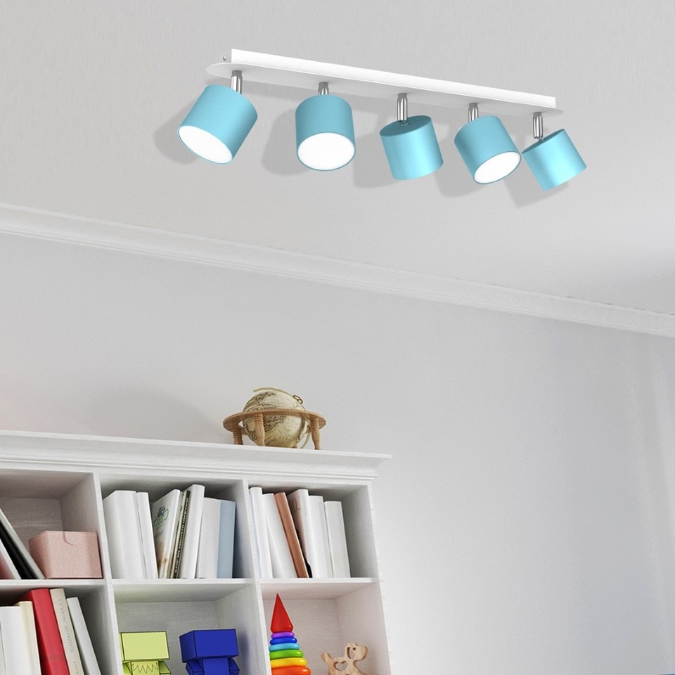 Childrens Multi-Light Ceiling Lamp Dixie Adjustable with shade 60cm Blue White