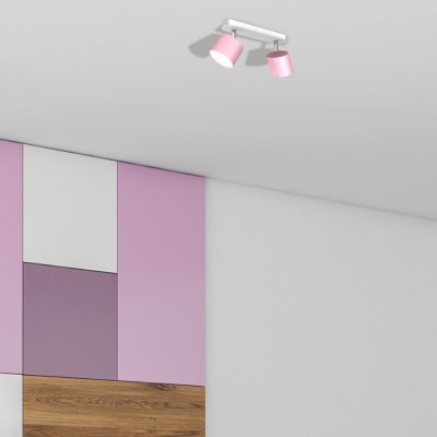 Children's Multi-Light Ceiling Lamp Dixie Adjustable with shade 24cm Pink White
