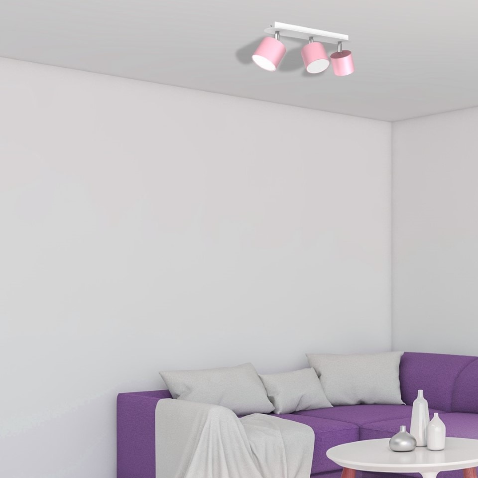 Childrens Multi-Light Ceiling Lamp Dixie Adjustable with shade 34cm Pink White
