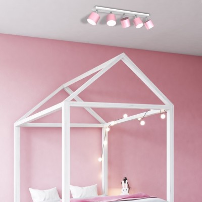Children's Multi-Light Ceiling Lamp Dixie Adjustable with shade 60cm Pink White