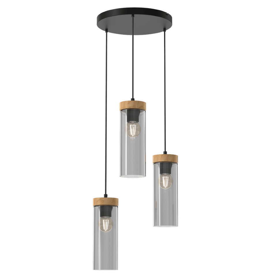 Multi-Light Pendant Lamp Elica 3xE27 Ø30cm Black Brown